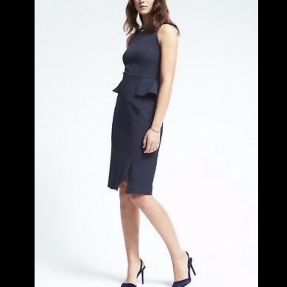 Banana Republic Dresses & Skirts - Banana Republic Side Peplum Sheath Dress Navy Size 14 Tall